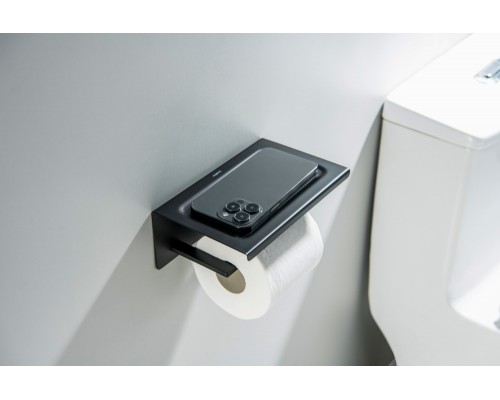 AQ4309MB ЛИБРА бумагодержатель с полкой, матовый черный AQ4309MB