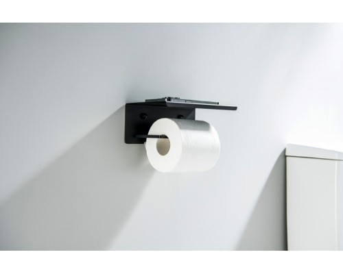 AQ4309MB ЛИБРА бумагодержатель с полкой, матовый черный AQ4309MB