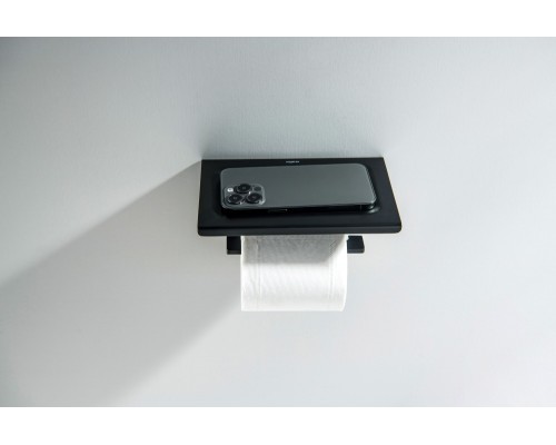 AQ4309MB ЛИБРА бумагодержатель с полкой, матовый черный AQ4309MB