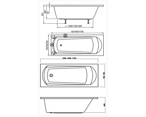 Ванна DOMINO 170х75 белая C631000000