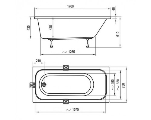 Ванна DOMINO 170х75 белая C631000000