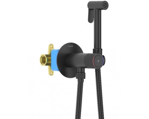 AQ1023MB БЕТТА комплект для гигиенического душа Select встроенный (смеситель + гигиеническая лейка + шланг), матовый черный AQ1023MB