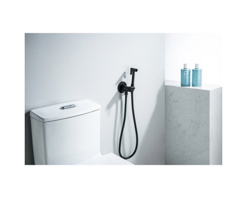 AQ1023MB БЕТТА комплект для гигиенического душа Select встроенный (смеситель + гигиеническая лейка + шланг), матовый черный AQ1023MB