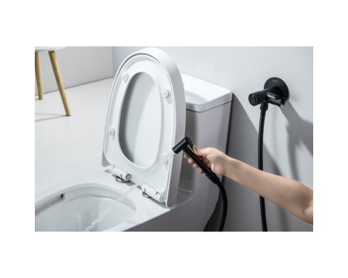 AQ1023MB БЕТТА комплект для гигиенического душа Select встроенный (смеситель + гигиеническая лейка + шланг), матовый черный AQ1023MB