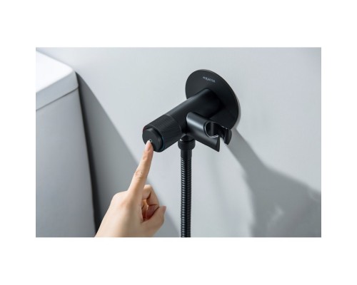 AQ1023MB БЕТТА комплект для гигиенического душа Select встроенный (смеситель + гигиеническая лейка + шланг), матовый черный AQ1023MB