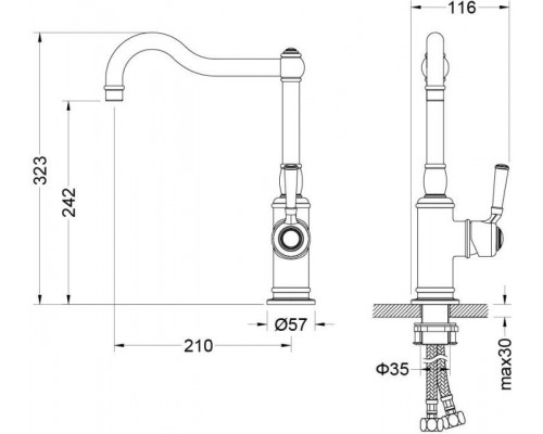 AQ1580CR КЛАССИК смеситель для кухни AQ1580CR