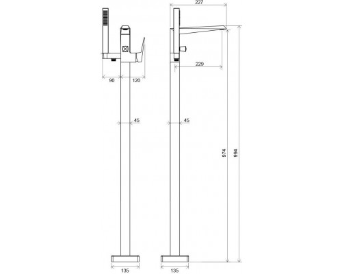 Смеситель напольный для ванны FM 081.00 X070079