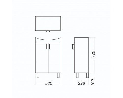 РОНДО 56 Тумба напольная 520х820х298, бел (подходит умывальник мебельный Рондо 56) RNDSACW56013F1