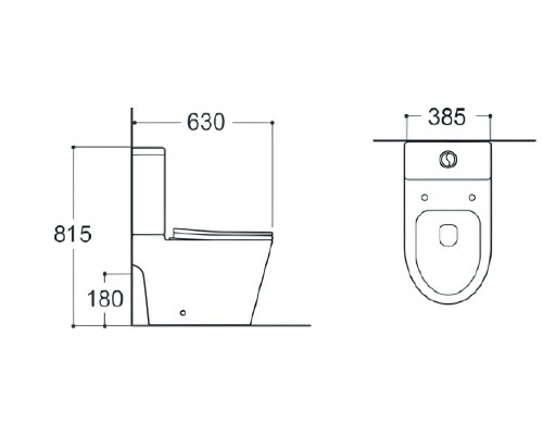 AQ2904T-00 ВЕГА Унитаз напольный безободковый TORNADO с бачком 630390825мм, горизонтальный выпуск, тонкое сиденье soft-close, крепеж AQ2904T-00