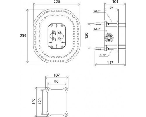Рабочее тело смесителя скрытого монтажа (R-box) RB 070.50 X070052