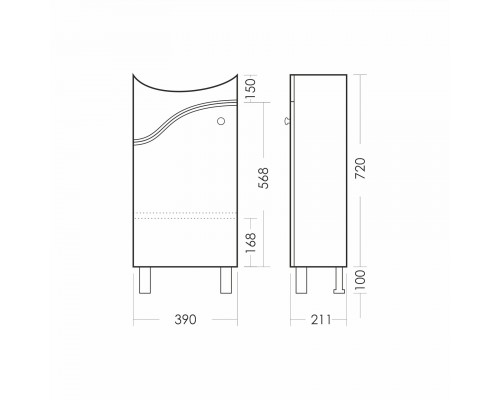 МАНГО 02 Тумба напольная 390х720х211 (подходит умывальник мебельный Манго 40) MNGSACW400110F1