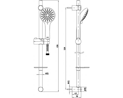 102146027EX LOGICA душевой гарнитур 5 режимов 110мм 102146027EX