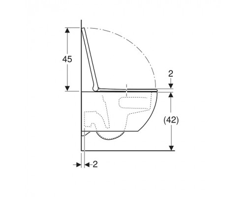 502.718.00.1 Acanto Комплект подвесного унитаза вертикальный смыв, закрытая форма, TurboFlush, с сиденьем с крышкой для унитаза: Т мин.=53см, Функция 502.718.00.1
