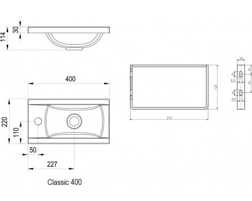 Умывальник CLASSIC 400 белый с отверстиями (СНЯТ С ПРОИЗВОДСТВА, продаем из наличия) XJD01140000