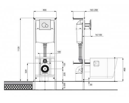 1.WH30.2.464 БОРЕАЛЬ ПЭК (подвес. унитаз с сиденьем soft close, инсталляция, панель бел. цвета) 1.WH30.2.464