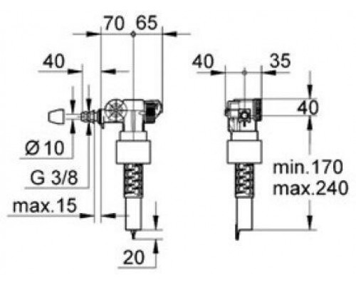 37095000 Наполнительный клапан смыва без компенсатора смещения 37095000