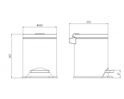 AQ4016MB ВЕГА корзина для мусора с педалью 5л, матовый черный AQ4016MB