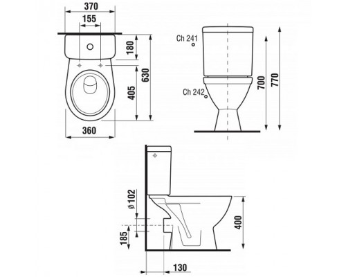 LYRA PLUS 2638.6.000.242.1 унитаз напол., подвод воды снизу (старый арт. 2638.6.000.242.9) 2638.6.000.242.1