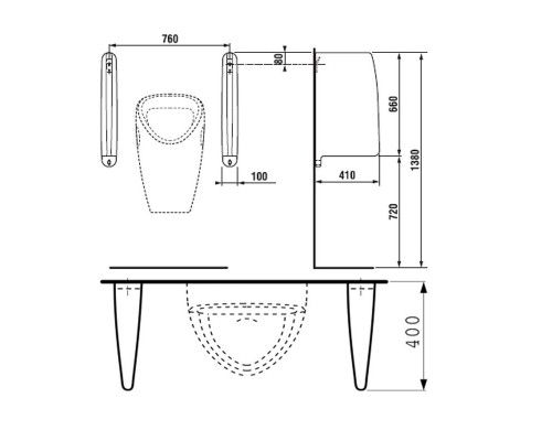 SPLIT 4760.1.000.000.1 разделительная перегородка между писсуарами 4760.1.000.000.1