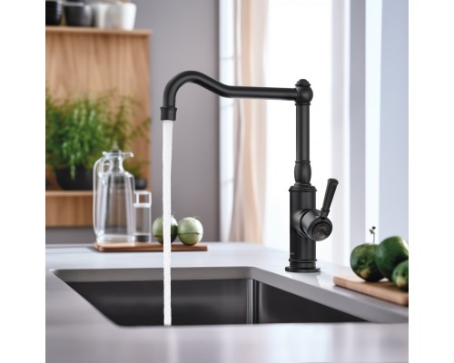 AQ1580MB КЛАССИК смеситель для кухни, матовый черный AQ1580MB