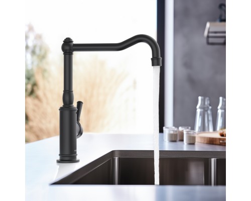 AQ1580MB КЛАССИК смеситель для кухни, матовый черный AQ1580MB