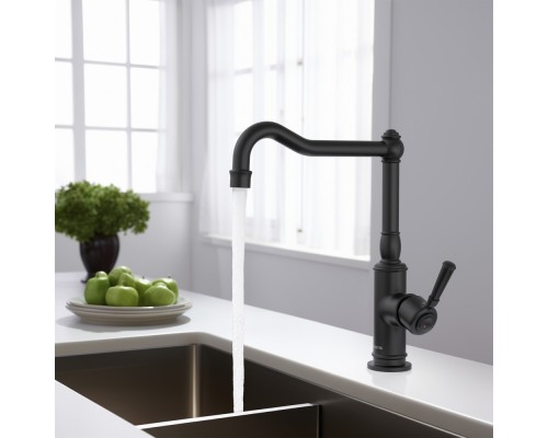 AQ1580MB КЛАССИК смеситель для кухни, матовый черный AQ1580MB