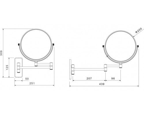 AQ4911MB зеркало косметическое настенное 5х, матовый черный AQ4911MB