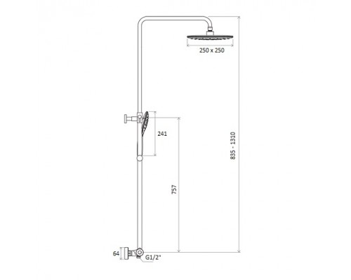 Душевая стойка с термостатическим смесителем и ручным душем Termo 300 TE 093.00/150 X070099
