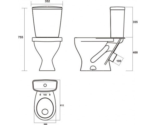 ЭТАЛОН СТАНДАРТ Унитаз-компакт Белый S1 (WC.CC/Etalon/1-P/WHT.G/S1) WC.CC/Etalon/1-P/WHT.G/S1