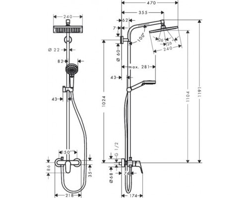 27284000 HG Crometta E 240 1jet Showerpipe душевая система 27284000