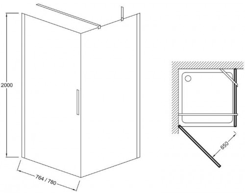 CONTRA E22T81-GA Дверь на петлях 80 см, серебро E22T81-GA