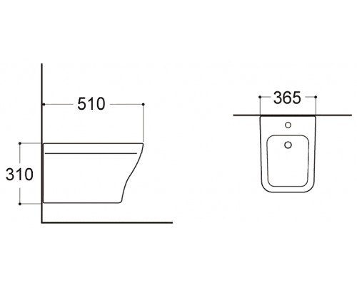 AQ1663-00 АМАДЕО подвесное биде 510365310 AQ1663-00