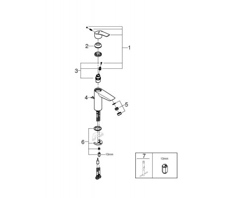 23323003 Eurosmart 2021 Смеситель для раковины с цепочкой, M-size, хром (замена 23323001) 23323003
