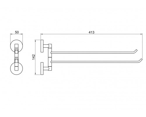 AQ4613BGM БЕТТА полотенцедержатель двойной, оружейная сталь (шлиф. черный хром) AQ4613BGM