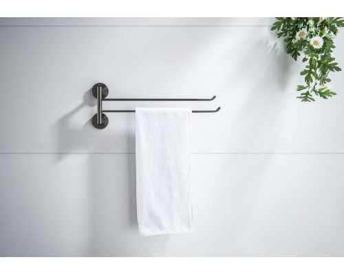 AQ4613BGM БЕТТА полотенцедержатель двойной, оружейная сталь (шлиф. черный хром) AQ4613BGM