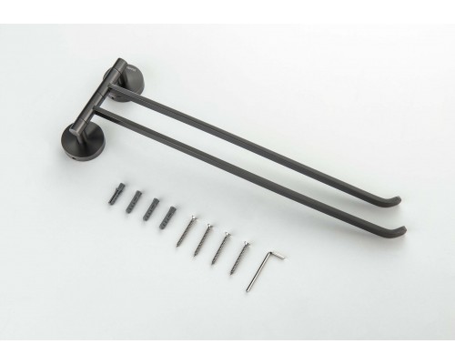 AQ4613BGM БЕТТА полотенцедержатель двойной, оружейная сталь (шлиф. черный хром) AQ4613BGM