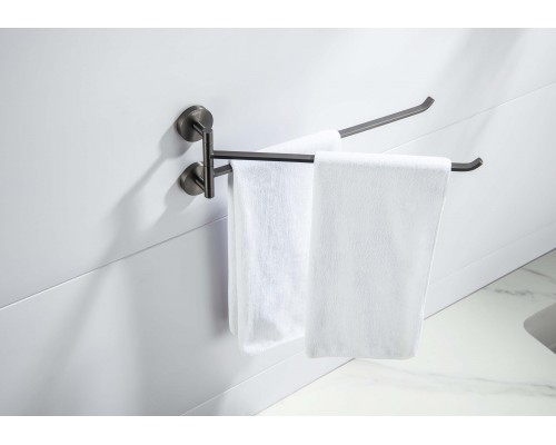 AQ4613BGM БЕТТА полотенцедержатель двойной, оружейная сталь (шлиф. черный хром) AQ4613BGM