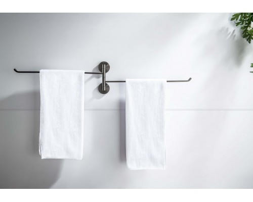 AQ4613BGM БЕТТА полотенцедержатель двойной, оружейная сталь (шлиф. черный хром) AQ4613BGM