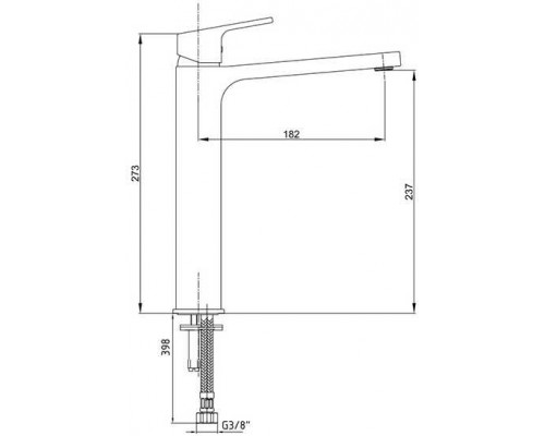 102188002EX TIERA смеситель для раковины 237 без донного клапана 102188002EX