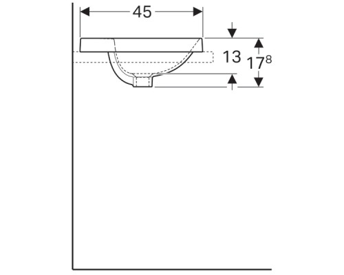 500.732.01.2 Geberit VariForm Раковина встраиваемая в столешницу эллиптической формы, 60х45 см, с отв. под смеситель, с отв. перелива 500.732.01.2