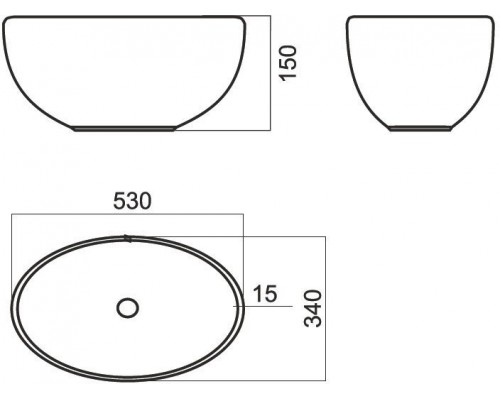RINGO SLIM Умывальник накладной 53 см Белый S1 (WB.CT/Ringo/53-N.Slim/WHT.G/S1) WB.CT/Ringo/53-N.Slim/WHT.G/S1