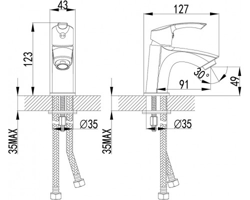 LM1106Cplus STRIKEСмеситель для умывальника монолитный, хром LM1106C