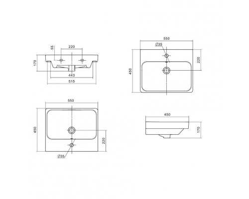 1A2517K0SD010 Набор: 1A251701SD010 Тумба-умывальник Сканди 55 Белый/1WH501620 Раковина Адриана 55 1A2517K0SD010