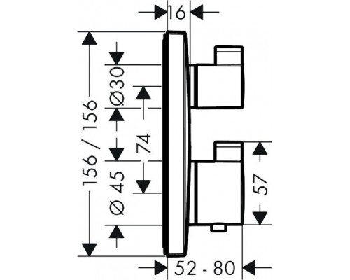 15714000S Set HG Ecostat Square термостатический смеситель для душа (15714000+01800180) 15714000S