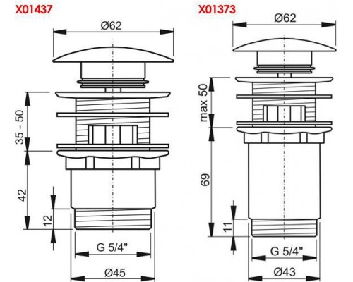 Слив для умывальника система Click-Clack X01373