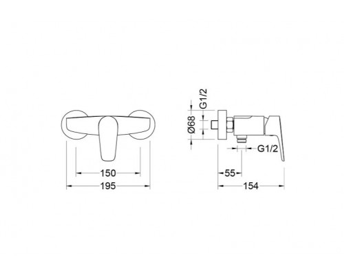 AQ1160BGM БЕТТА смеситель для душа, оружейная сталь (шлиф. черный хром) AQ1160BGM