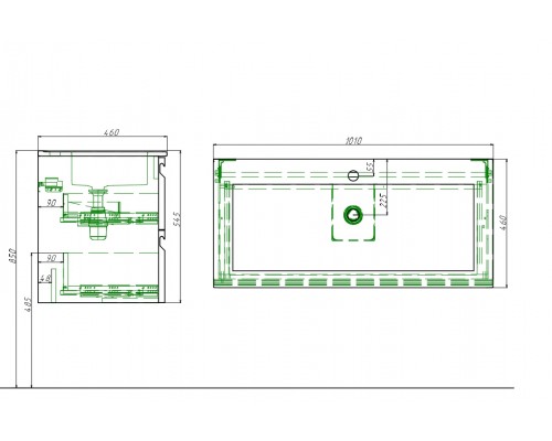 AQ4100-00 мебельная раковина 1000 мм, белый AQ4100-00