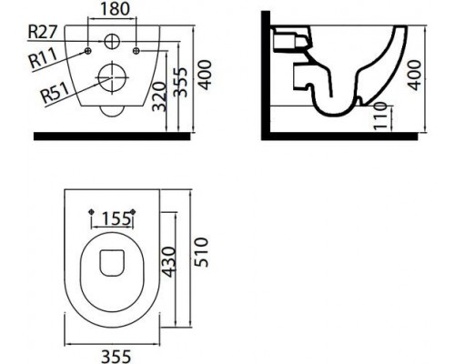 Унитаз подвесной Uni Chrome RimOFF (безободковый) белый X01535