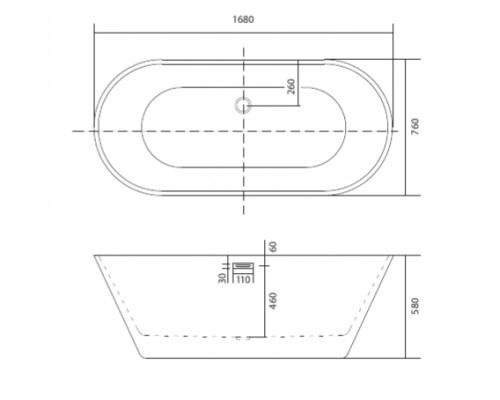 AQ-5776 ХОРСА Ванна акриловая, отдельностоящая, 1680760580. В комплекте со сливом и ножками. Цвет белый глянцевый. AQ-5776