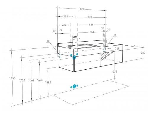 1A2831K0OLVG0 Набор: 1A283101OLVG0 Тумба-умывальник Оливия 80 Дуб веллингтон/1WH501772 Раковина Адриана 80 1A2831K0OLVG0